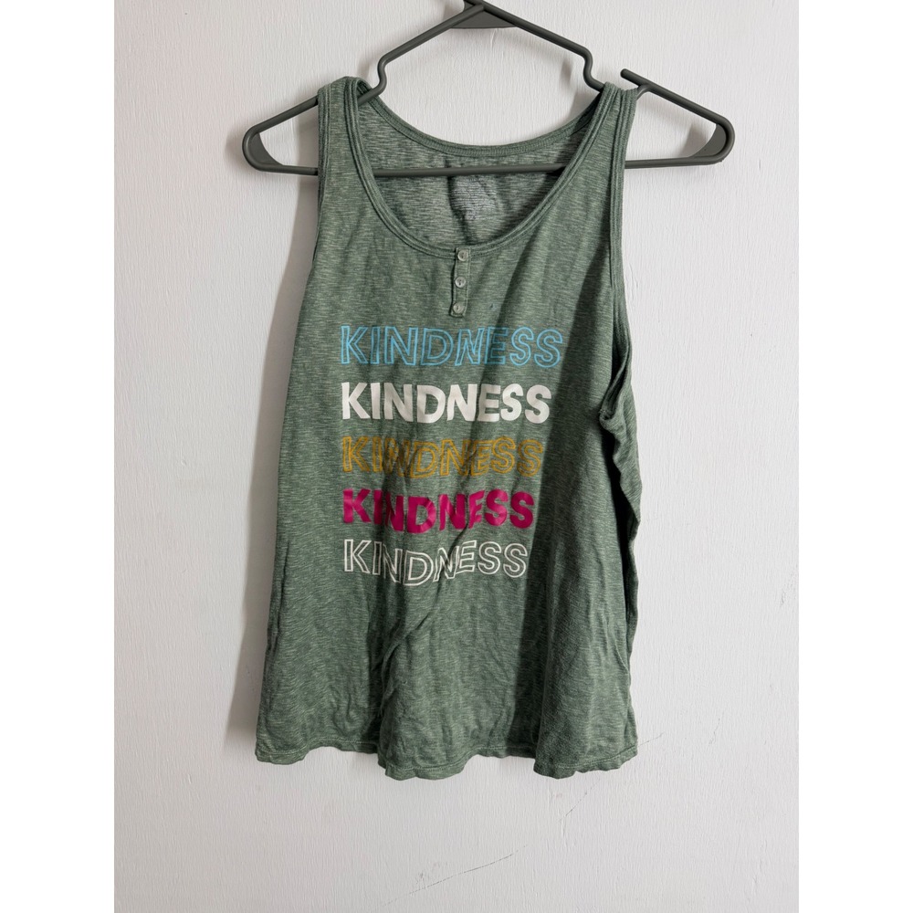 Secret Treasures Kindness Graphic Henley Sleep Tank Top Green XL 16-18